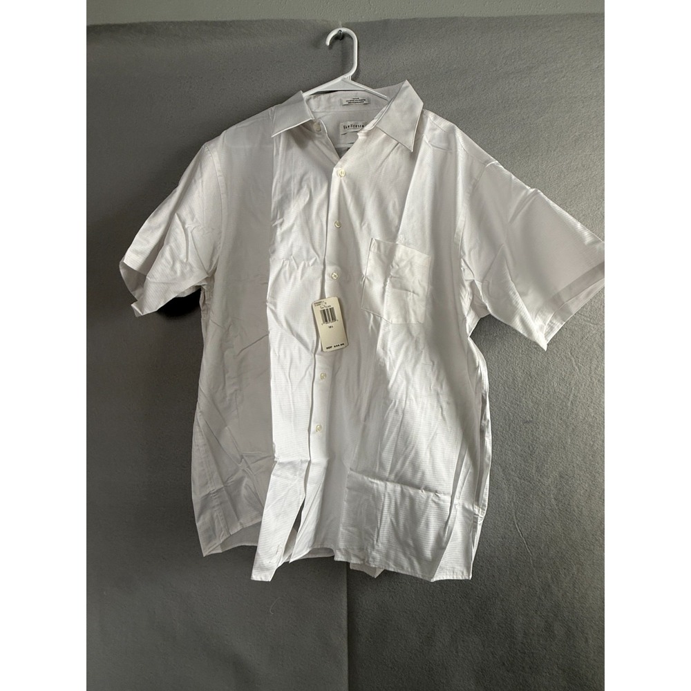 Van Heusen Dress Shirt Men's XXL 18.5 White Sateen Easy Care JDC Monogram NWT
